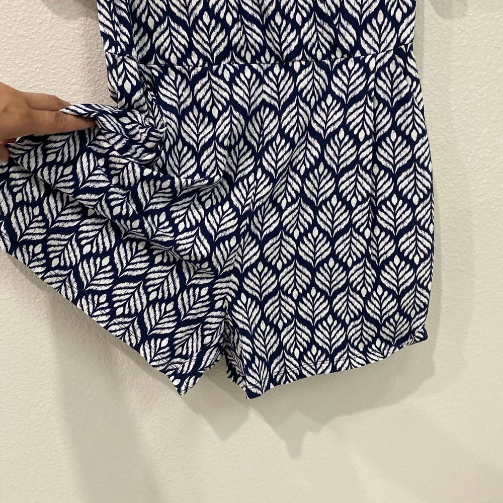 Boden Navy and White Leaf-Print Jumpsuit - Picture 6 of 9